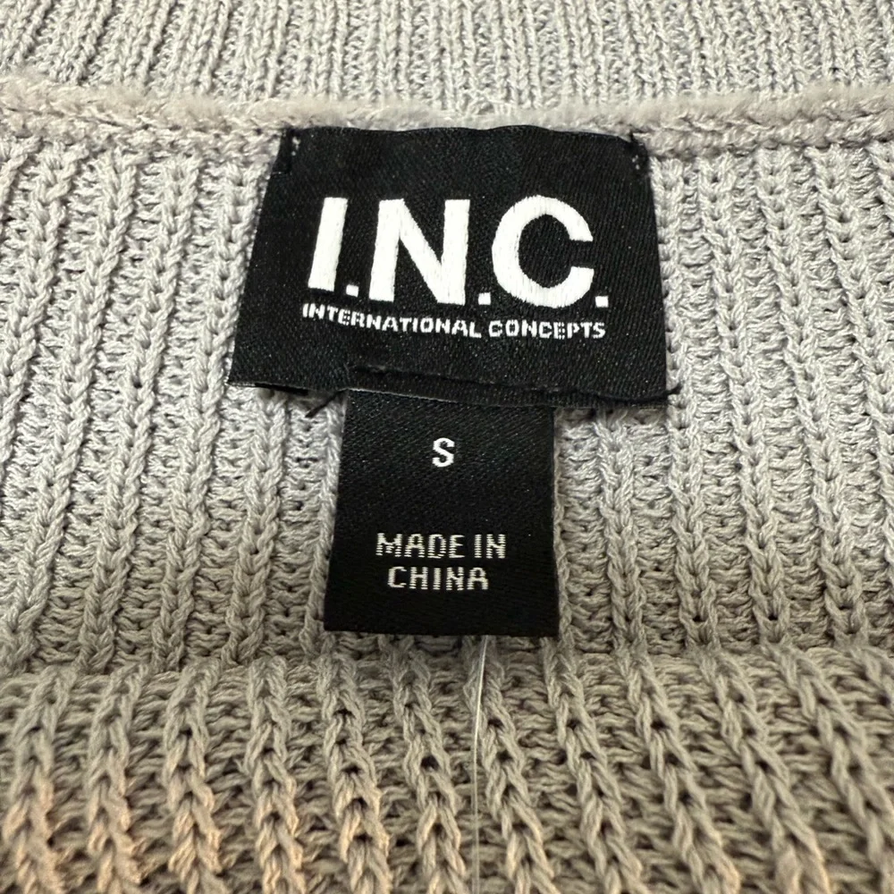 INC International Concepts Silver Foil Metallic Open-knit Sweater Size Small NWT